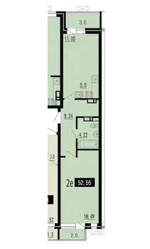 1-к квартира, вторичка, 52м2, 3/18 этаж