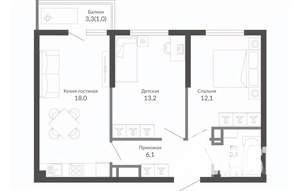 2-к квартира, вторичка, 54м2, 19/23 этаж