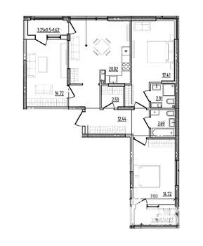3-к квартира, вторичка, 92м2, 6/9 этаж