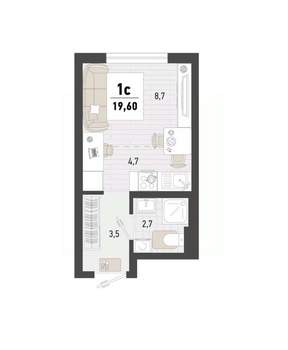 Студия квартира, вторичка, 20м2, 13/15 этаж