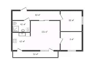 3-к квартира, вторичка, 54м2, 4/9 этаж