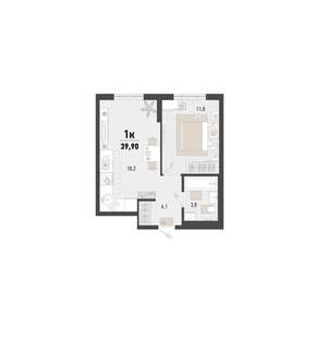 1-к квартира, вторичка, 40м2, 1/15 этаж