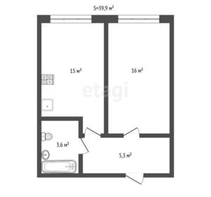 1-к квартира, вторичка, 40м2, 5/21 этаж
