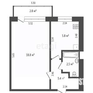 1-к квартира, вторичка, 31м2, 1/9 этаж