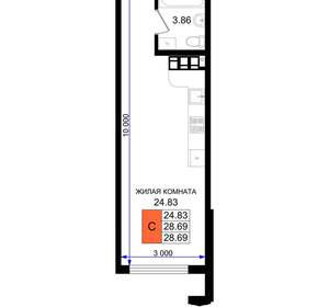 Студия квартира, вторичка, 29м2, 2/8 этаж
