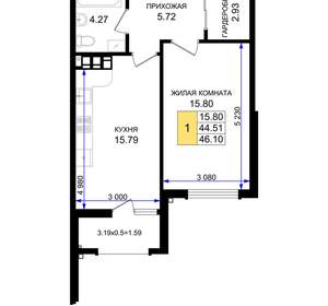 1-к квартира, вторичка, 46м2, 7/8 этаж