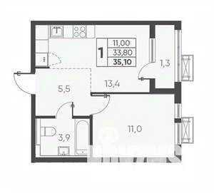 1-к квартира, вторичка, 35м2, 18/24 этаж