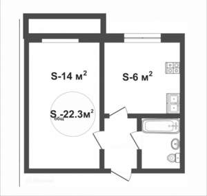 1-к квартира, вторичка, 22м2, 7/9 этаж