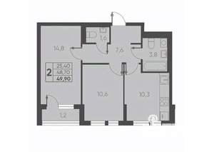 2-к квартира, вторичка, 50м2, 5/24 этаж