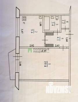 1-к квартира, вторичка, 38м2, 6/9 этаж
