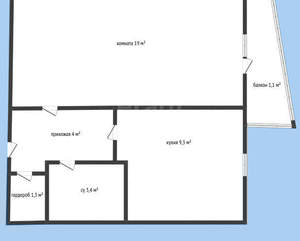 1-к квартира, вторичка, 37м2, 9/9 этаж