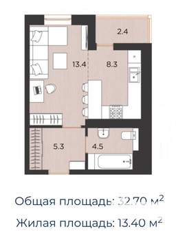 1-к квартира, вторичка, 33м2, 19/20 этаж