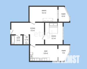 2-к квартира, вторичка, 65м2, 8/17 этаж