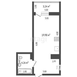 Студия квартира, вторичка, 23м2, 7/12 этаж