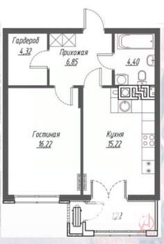 1-к квартира, сданный дом, 50м2, 2/5 этаж