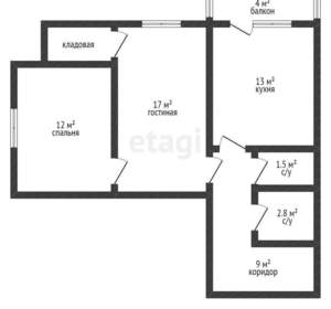 2-к квартира, вторичка, 56м2, 12/17 этаж