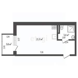 Студия квартира, вторичка, 25м2, 2/3 этаж