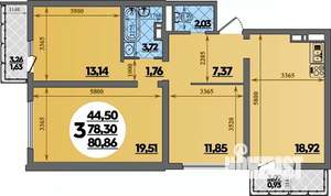 3-к квартира, вторичка, 81м2, 15/16 этаж