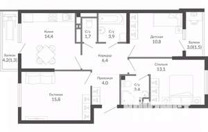3-к квартира, вторичка, 76м2, 20/23 этаж