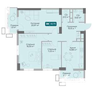 3-к квартира, вторичка, 83м2, 10/17 этаж