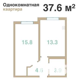 1-к квартира, вторичка, 38м2, 2/8 этаж