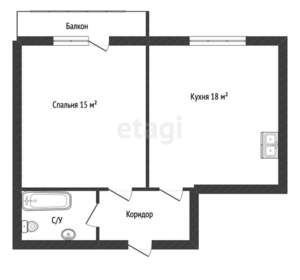 1-к квартира, вторичка, 39м2, 3/4 этаж