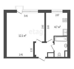 1-к квартира, вторичка, 22м2, 4/9 этаж