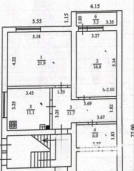 2-к квартира, вторичка, 68м2, 1/5 этаж
