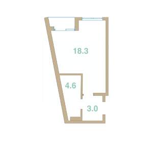 Студия квартира, вторичка, 26м2, 2/2 этаж