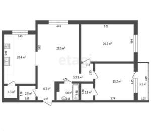 3-к квартира, вторичка, 102м2, 18/19 этаж