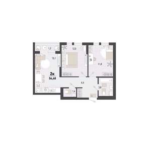 2-к квартира, вторичка, 54м2, 14/15 этаж