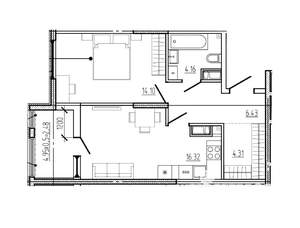 1-к квартира, вторичка, 48м2, 3/18 этаж