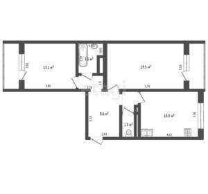 2-к квартира, вторичка, 65м2, 4/16 этаж