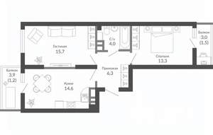 2-к квартира, вторичка, 57м2, 22/23 этаж