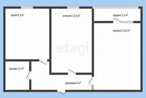 2-к квартира, вторичка, 47м2, 1/5 этаж