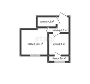 1-к квартира, вторичка, 36м2, 10/16 этаж