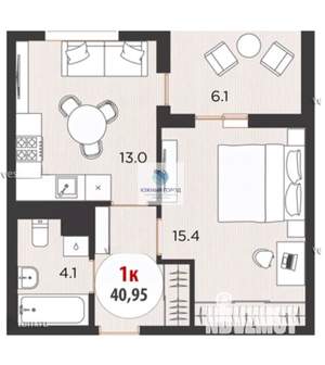 1-к квартира, вторичка, 40м2, 5/20 этаж