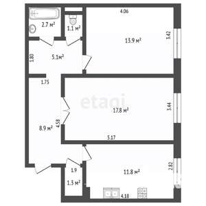 2-к квартира, вторичка, 62м2, 2/10 этаж