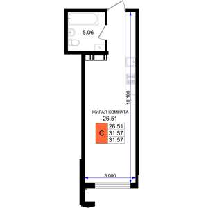 Студия квартира, строящийся дом, 32м2, 3/8 этаж