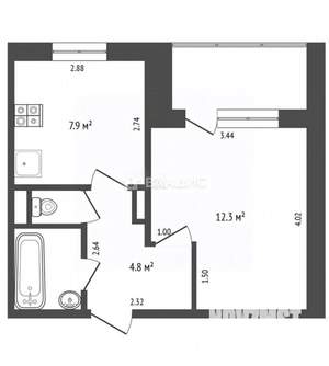 1-к квартира, вторичка, 30м2, 2/9 этаж