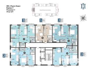 2-к квартира, строящийся дом, 65м2, 5/9 этаж