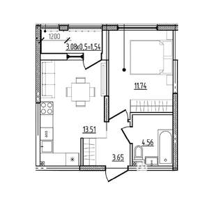 1-к квартира, вторичка, 35м2, 1/9 этаж