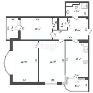 3-к квартира, вторичка, 86м2, 8/16 этаж