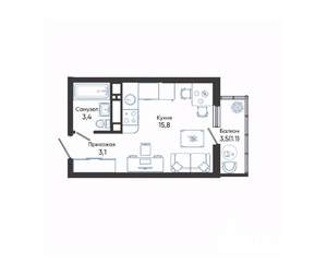 Студия квартира, вторичка, 23м2, 9/24 этаж