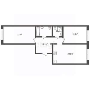 2-к квартира, вторичка, 69м2, 1/16 этаж