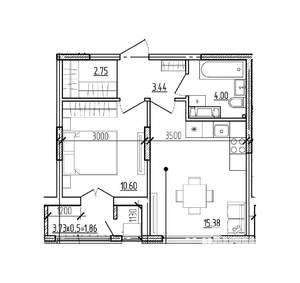 1-к квартира, вторичка, 38м2, 6/9 этаж