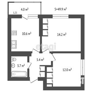 2-к квартира, вторичка, 46м2, 22/23 этаж