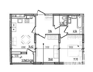 2-к квартира, вторичка, 54м2, 3/9 этаж