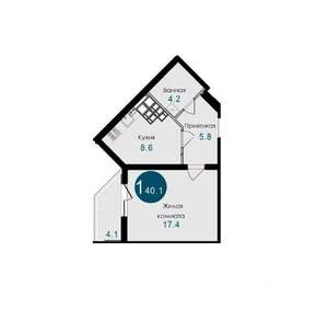 1-к квартира, вторичка, 40м2, 14/14 этаж