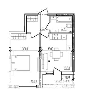 1-к квартира, вторичка, 40м2, 1/9 этаж